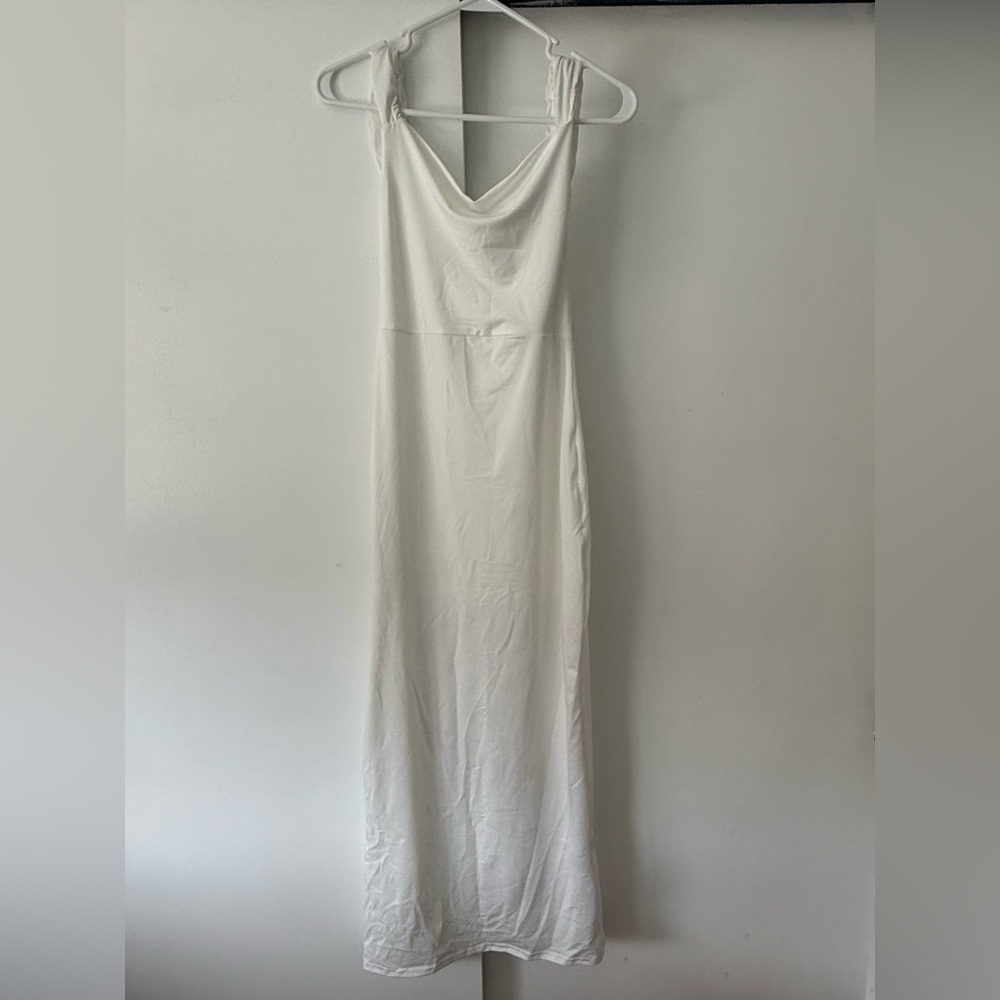 White Satin Midi Dress - Medium